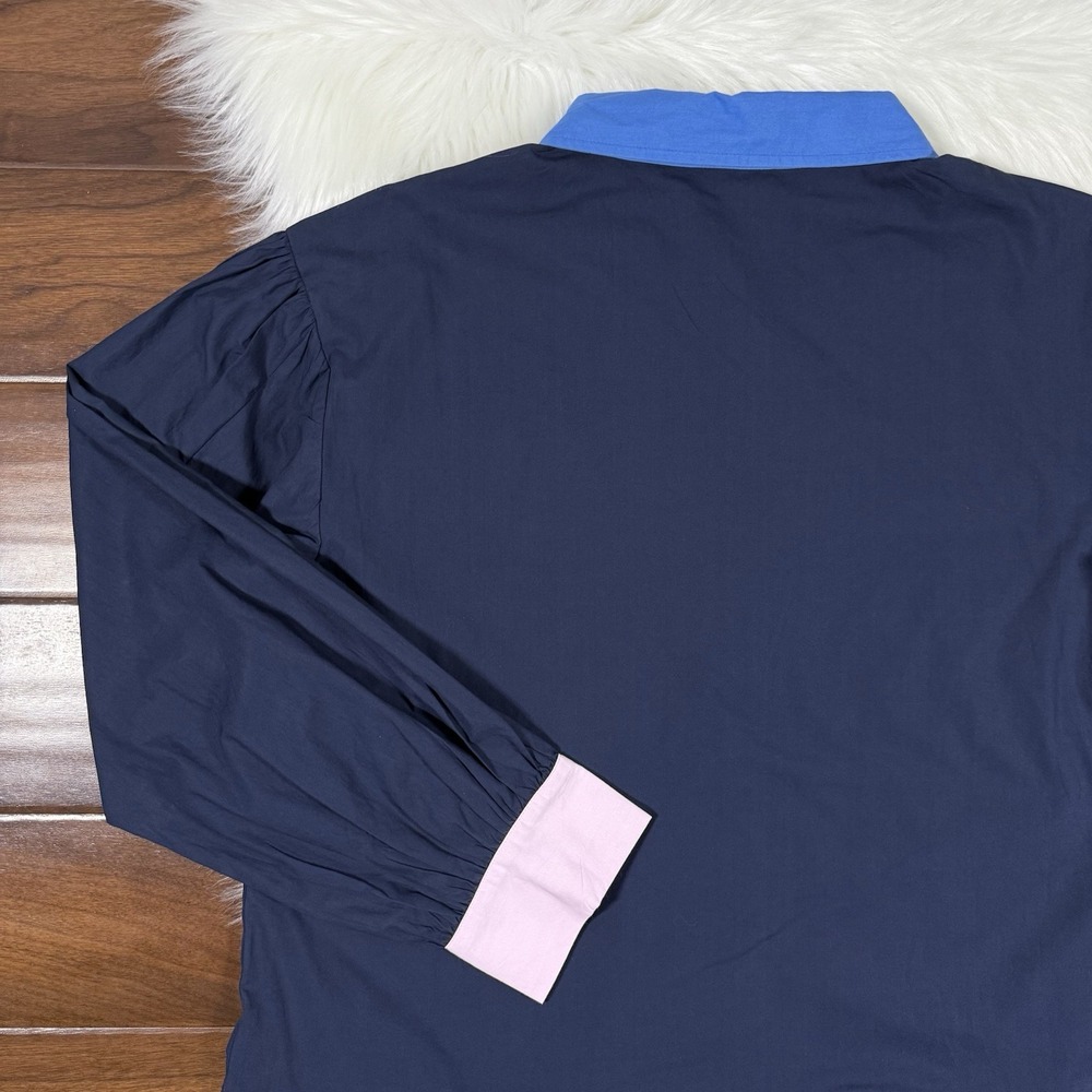 Addison‎ Bay Women's Size XL Navy Blue Collared Poplin Lane Shirt Dress - Picture 10 of 12